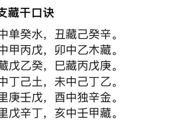 轻松搞懂天干地支藏干表，让你成为命理高手