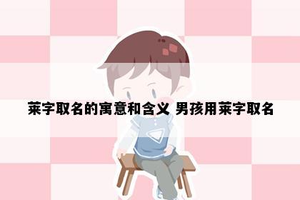 莱字取名的寓意和含义 男孩用莱字取名
