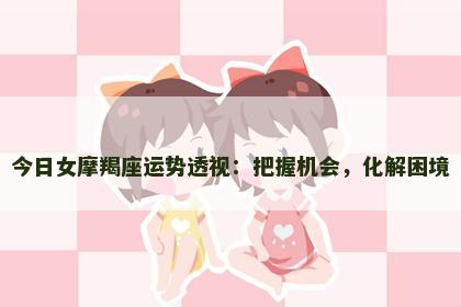 今日女摩羯座运势透视：把握机会，化解困境