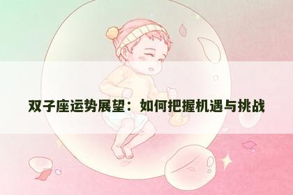 双子座运势展望：如何把握机遇与挑战
