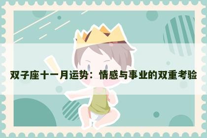 双子座十一月运势：情感与事业的双重考验