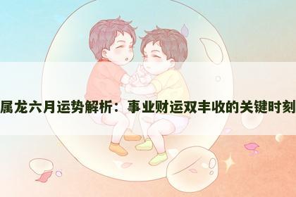 属龙六月运势解析：事业财运双丰收的关键时刻
