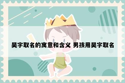 昊字取名的寓意和含义 男孩用昊字取名
