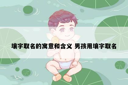 壤字取名的寓意和含义 男孩用壤字取名