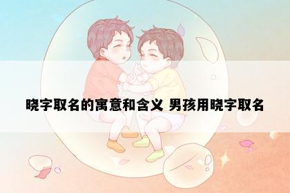 晓字取名的寓意和含义 男孩用晓字取名